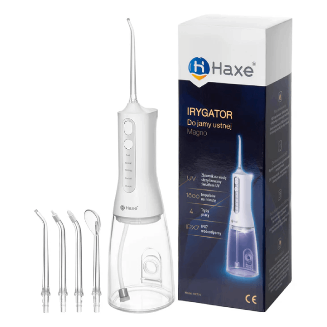 Haxe Magno HX715 - bezprzewodowy irygator do jamy ustnej z 4 nakładkami