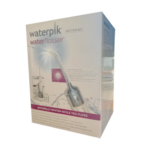 Waterpik Waterflosser Whitening WF-06 - stacjonarny irygator dentystyczny do zębów z nakładkami i tabletkami odświeżającymi