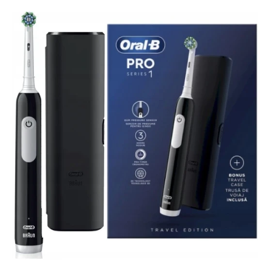Oral-B Pro Series 1 Black - szczoteczka elektryczna z technologią 3D oraz dodatkowym etui