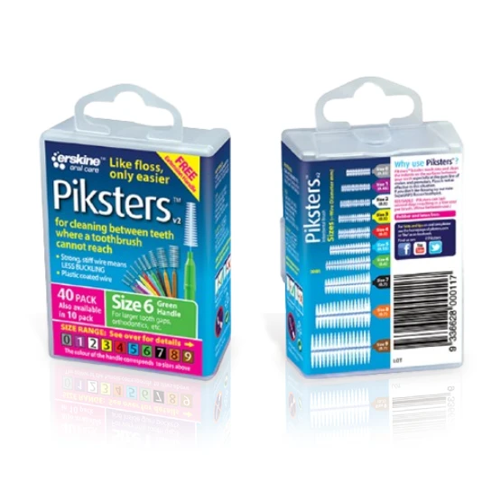 Piksters Box - szczoteczki międzyzębowe zielone rozmiar 6 40 szt.