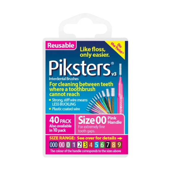 Piksters Box - szczoteczki międzyzębowe różowe rozmiar 00 40 szt.  