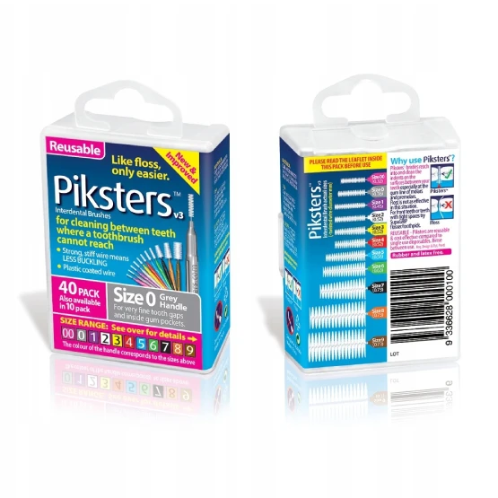 Piksters Box - szczoteczki międzyzębowe szare rozmiar 0 40 szt.