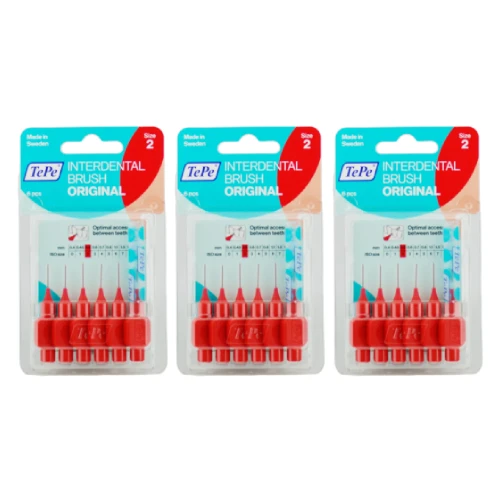 3x TePe szczoteczki międzyzębowe - czerwone 0,45mm 6 szt.  - zestaw