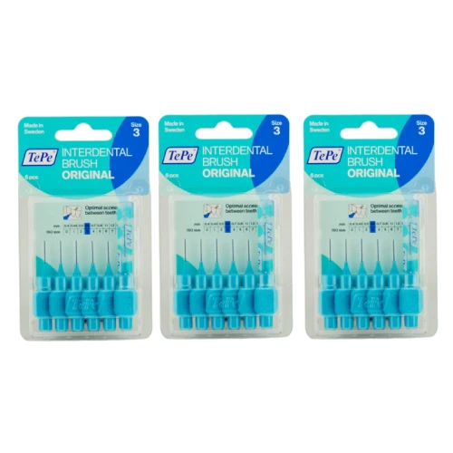 3x TePe szczoteczki międzyzębowe - niebieskie 0,60mm 6 szt. - zestaw