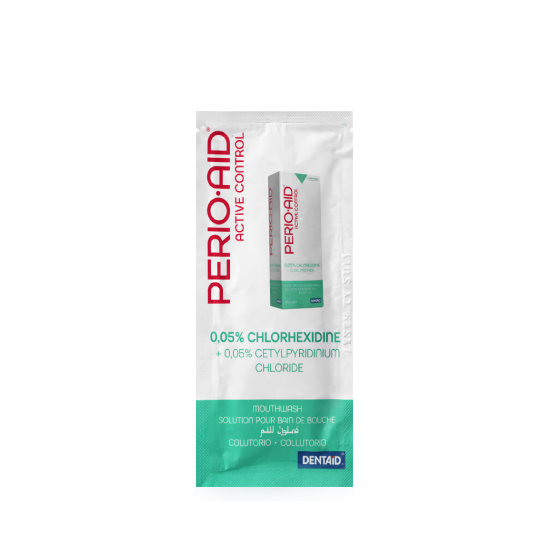 Perio-Aid Active Control - mini płyn z chlorheksydyną 15 ml - tester