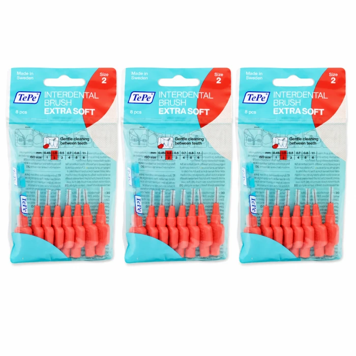 3x TePe Extra Soft - szczoteczki międzyzębowe czerwone 0,5 mm 8szt.