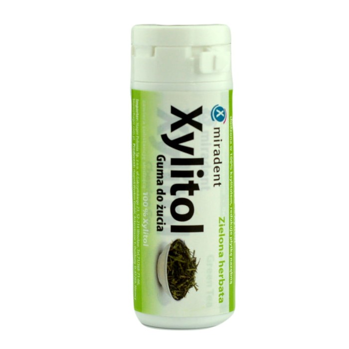 Miradent Xylitol zielona herbata - gumy do żucia z ksylitolem 30 sztuk