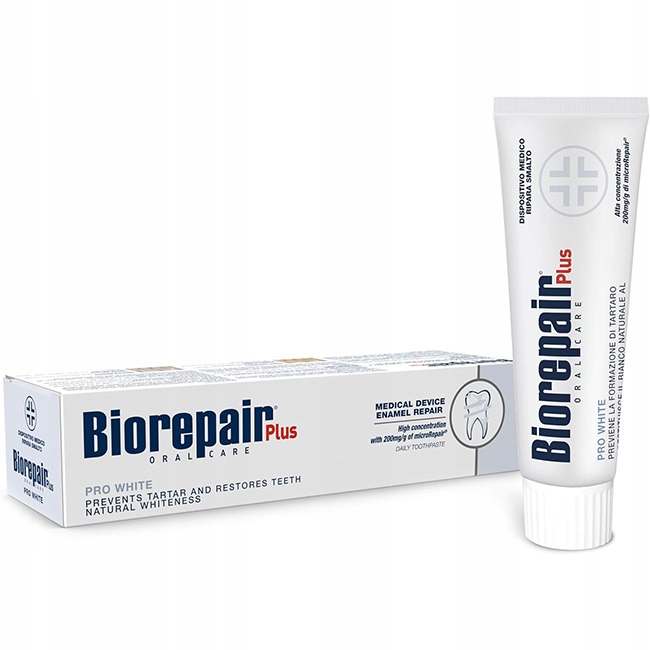 Biorepair Plus Pro White - pasta wybielająca bez fluoru 75 ml 