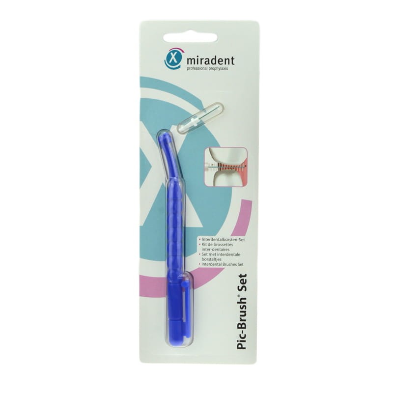 MIRADENT PIC-BRUSH SET - granatowy uchwyt