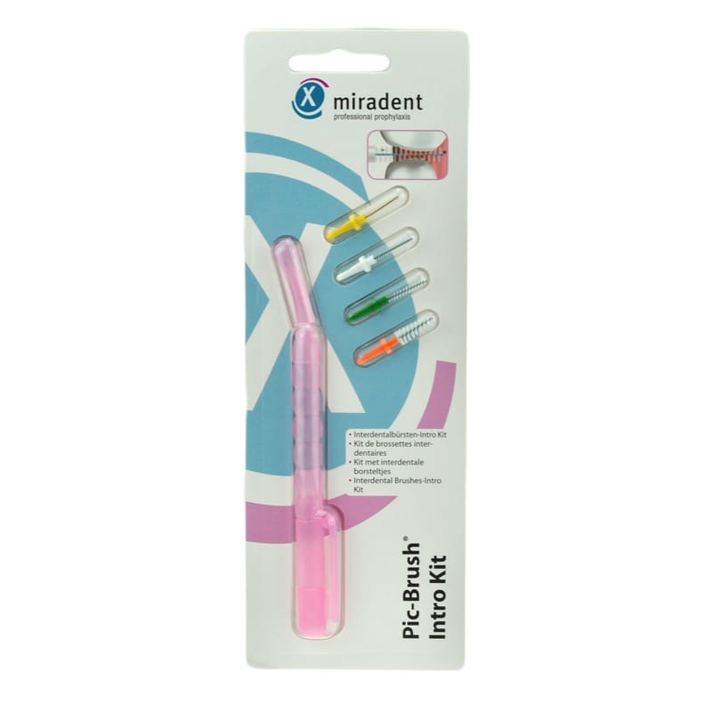 MIRADENT PIC-BRUSH INTRO KIT - różowy uchwyt