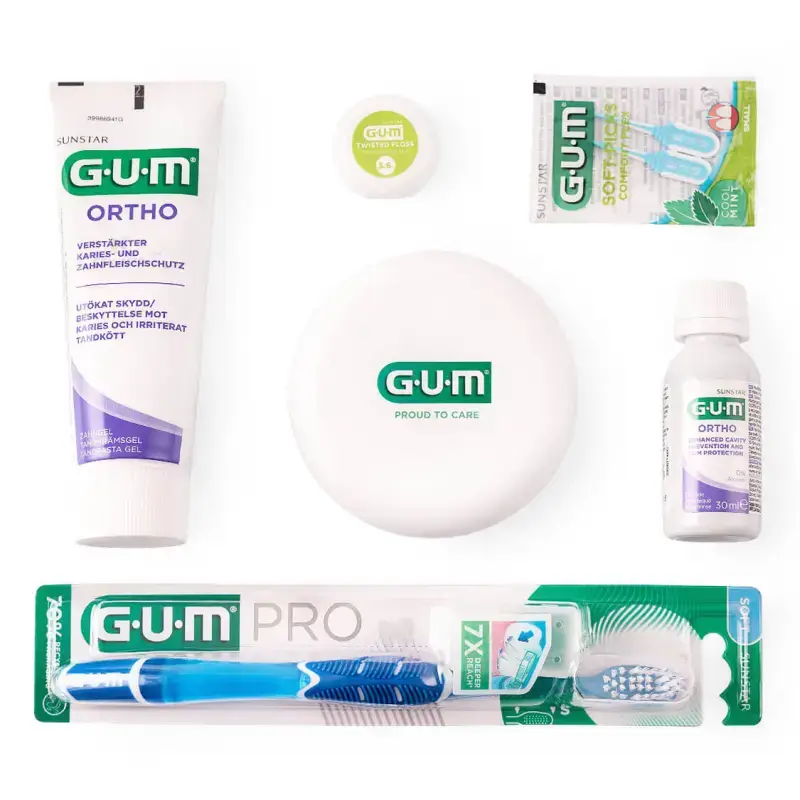 GUM ORTHO - zestaw ortodontyczny dla osób noszących aparat ortodontyczny nakładkowy