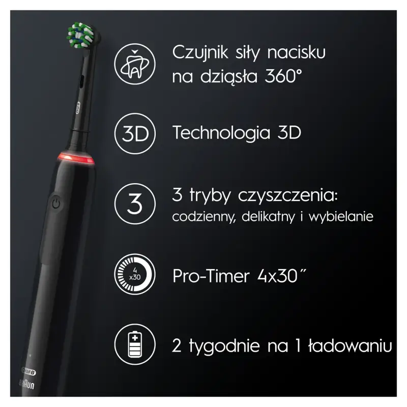 ORAL-B PRO 3 3500 BLACK EDITION - szczoteczka elektryczna czarna